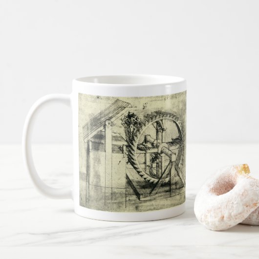 Leonardo da Vinci's loopband aangedreven kruisboog Koffiemok (Met donut)