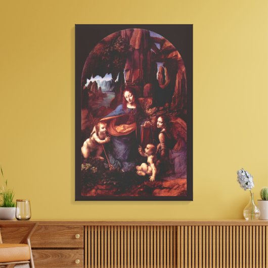 Leonardo da Vinci's Maagd (Madonna) van de rotsen Canvas Afdruk (Insitu (Woonkamer))