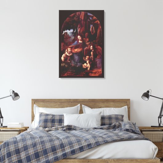 Leonardo da Vinci's Maagd (Madonna) van de rotsen Canvas Afdruk (Insitu (Slaapkamer))