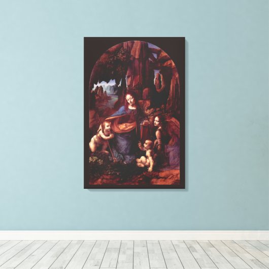 Leonardo da Vinci's Maagd (Madonna) van de rotsen Canvas Afdruk (Insitu (Houten vloer))