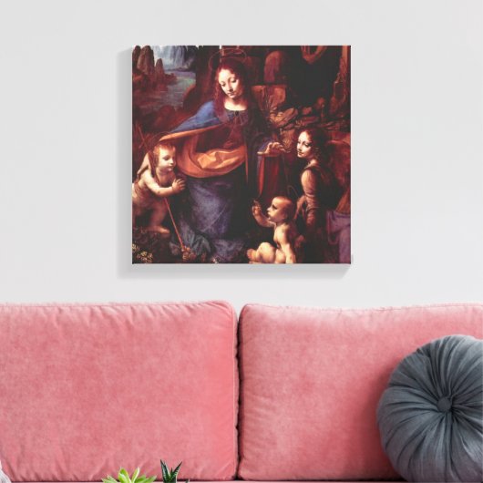 Leonardo da Vinci's Maagd (Madonna) van de rotsen Canvas Afdruk (Insitu (Woonkamer))