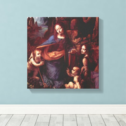 Leonardo da Vinci's Maagd (Madonna) van de rotsen Canvas Afdruk (Insitu (Houten vloer))