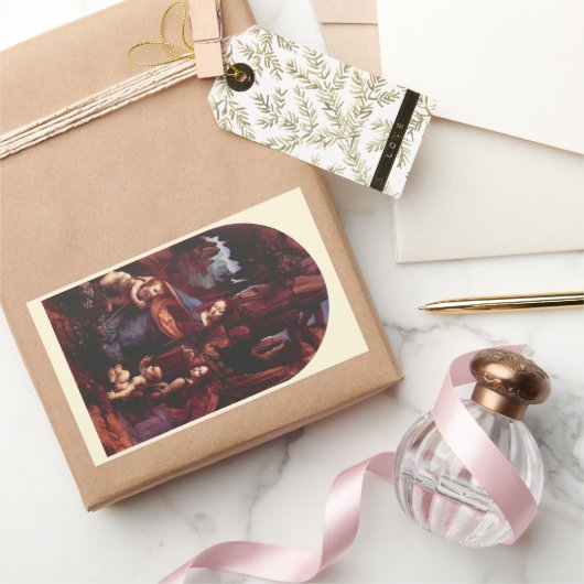 Leonardo da Vinci's Maagd (Madonna) van de rotsen Rechthoekige Sticker (Geschenken)