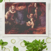 Leonardo da Vinci's Maagd (Madonna) van de rotsen Theedoek (Gevouwen)