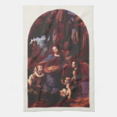 Leonardo da Vinci's Maagd (Madonna) van de rotsen Theedoek (Verticaal)
