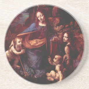 Leonardo da Vinci's Maagd (Madonna) van de rotsen Zandsteen Onderzetter