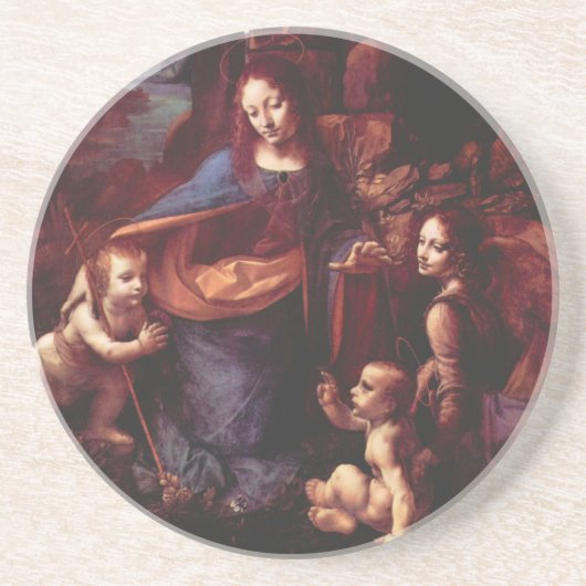 Leonardo da Vinci's Maagd (Madonna) van de rotsen Zandsteen Onderzetter (Voorkant)