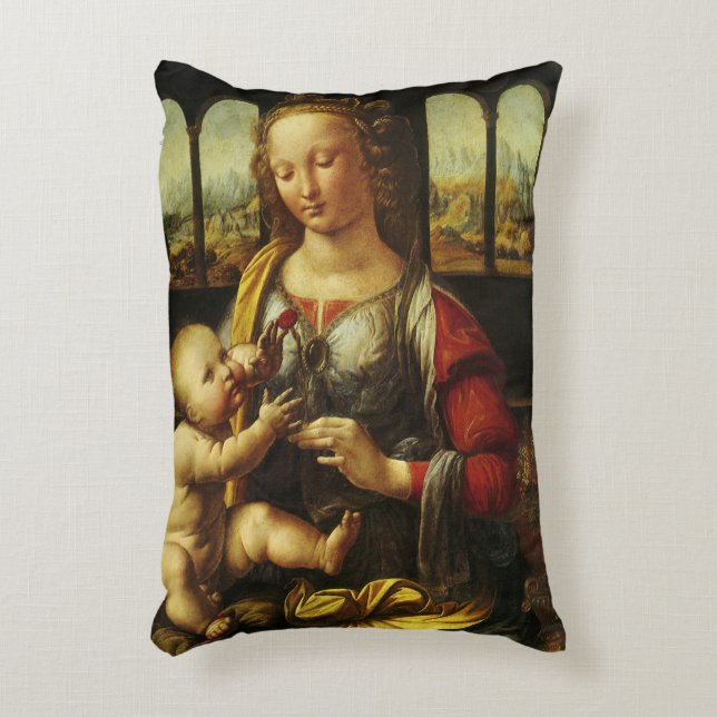 Leonardo da Vinci's Madonna met de anjer Accent Kussen (Voorkant(Verticaal))