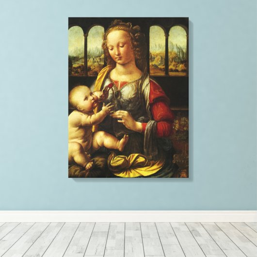 Leonardo da Vinci's Madonna met de anjer Canvas Afdruk (Insitu (Houten vloer))