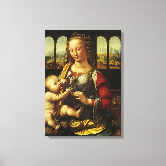 Leonardo da Vinci's Madonna met de anjer Canvas Afdruk (Voorkant)