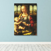 Leonardo da Vinci's Madonna met de anjer Canvas Afdruk (Insitu (Houten vloer))