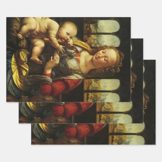 Leonardo da Vinci's Madonna met de anjer Inpakpapier Vel (Set)