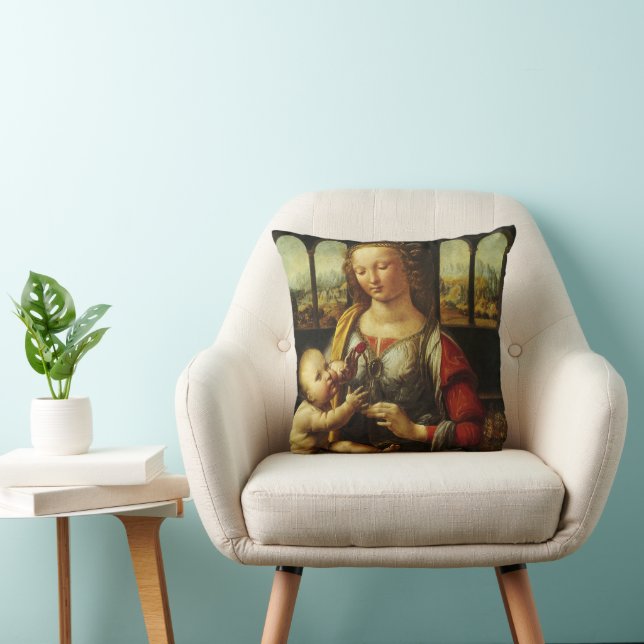 Leonardo da Vinci's Madonna met de anjer Kussen (Stoel)