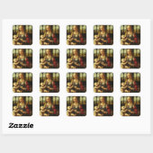 Leonardo da Vinci's Madonna met de anjer Vierkante Sticker (Vel)