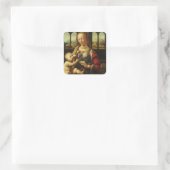 Leonardo da Vinci's Madonna met de anjer Vierkante Sticker (Tas)