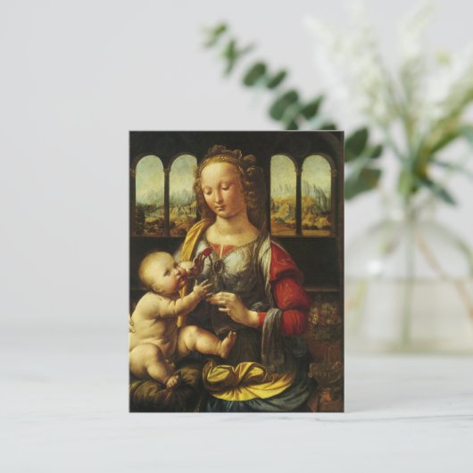 Leonardo da Vinci's Madonna van de Anjer Briefkaart (Staand voorkant)