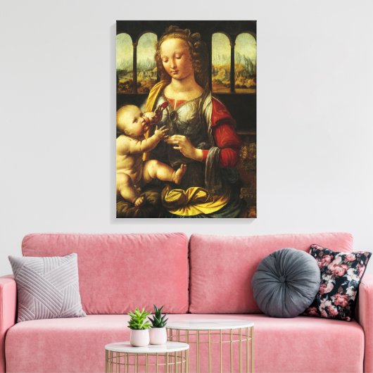Leonardo da Vinci's Madonna van de Anjer Canvas Afdruk (Insitu (Woonkamer))