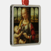 Leonardo da Vinci's Madonna van de Anjer Metalen Ornament (Rechts)