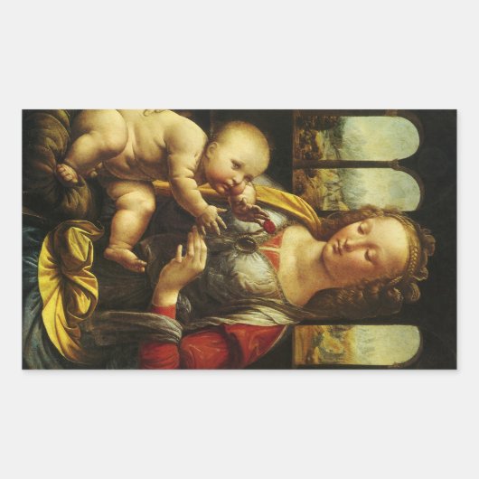 Leonardo da Vinci's Madonna van de Anjer Rechthoekige Sticker (Voorkant)