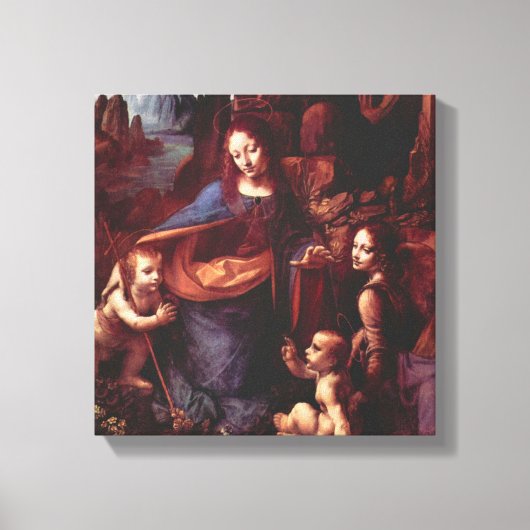 Leonardo da Vinci's Madonna van de Rotsen Canvas Afdruk (Voorkant)