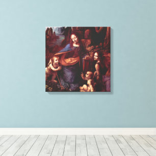 Leonardo da Vinci's Madonna van de Rotsen Canvas Afdruk