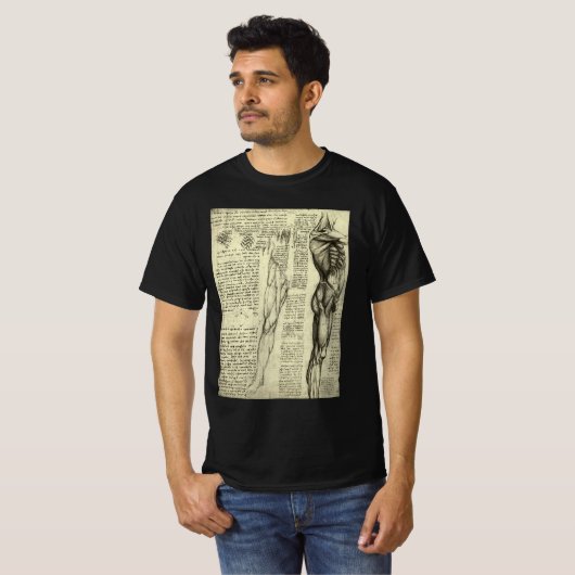 Leonardo da Vinci's menselijke anatomie mannelijke T-shirt (Voorkant volledig)