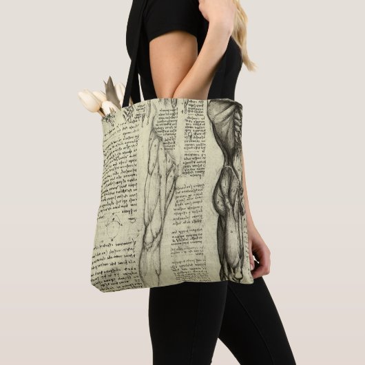 Leonardo da Vinci's menselijke anatomie mannelijke Tote Bag (Dichtbij)