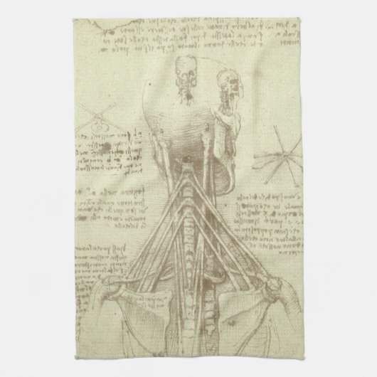 Leonardo da Vinci's menselijke anatomie ruggengraa Theedoek (Verticaal)