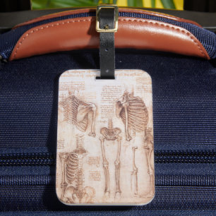 Leonardo da Vinci's menselijke anatomie skelet Bot Bagagelabel