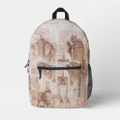 Leonardo da Vinci's menselijke anatomie skelet Bot Bedrukte Rugzak (Voorkant)