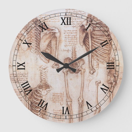 Leonardo da Vinci's menselijke anatomie skelet Bot Grote Klok (Voorkant)