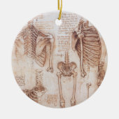 Leonardo da Vinci's menselijke anatomie skelet Bot Keramisch Ornament (Voorkant)