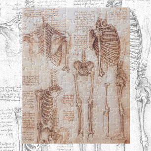 Leonardo da Vinci's menselijke anatomie skelet Bot Legpuzzel