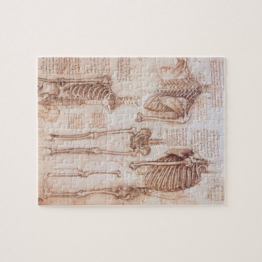 Leonardo da Vinci's menselijke anatomie skelet Bot Legpuzzel (Horizontaal)