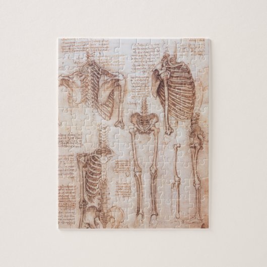 Leonardo da Vinci's menselijke anatomie skelet Bot Legpuzzel (Verticaal)