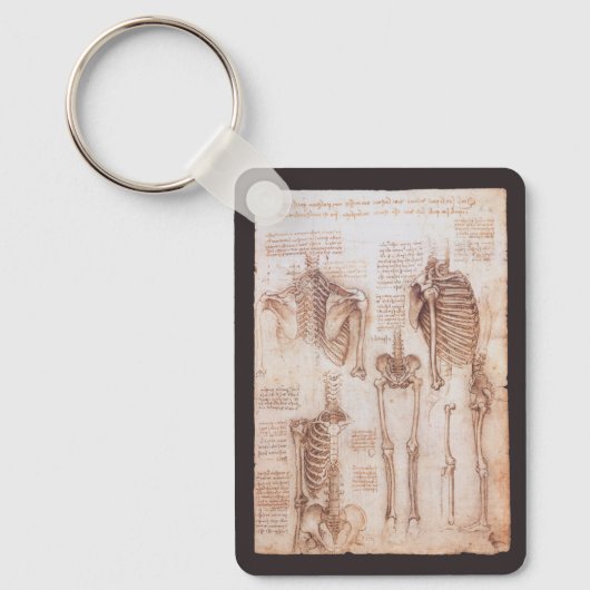 Leonardo da Vinci's menselijke anatomie skelet Bot Sleutelhanger (Voorkant)