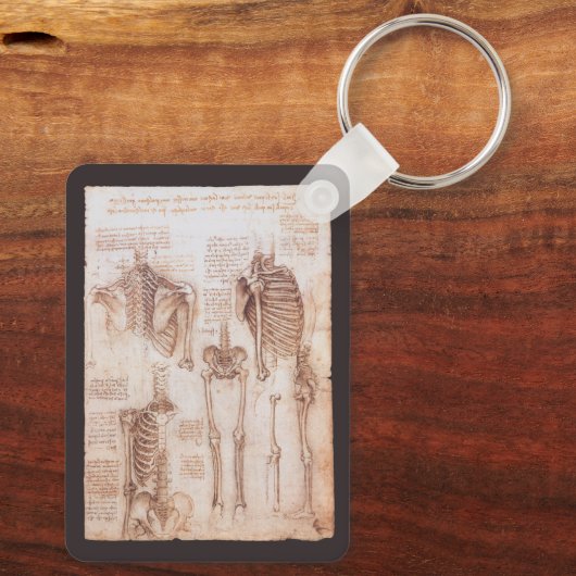 Leonardo da Vinci's menselijke anatomie skelet Bot Sleutelhanger (Achterkant)