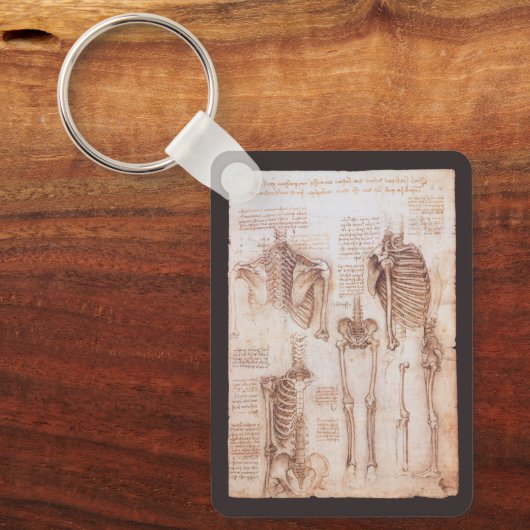 Leonardo da Vinci's menselijke anatomie skelet Bot Sleutelhanger (Voorkant)