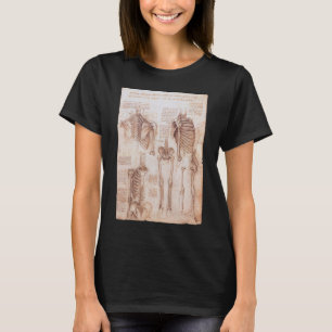 Leonardo da Vinci's menselijke anatomie skelet Bot T-shirt
