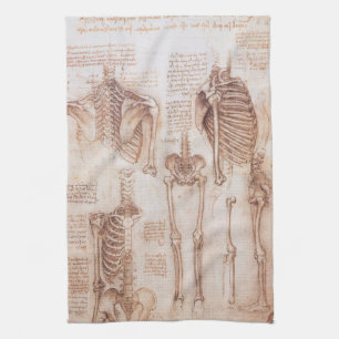 Leonardo da Vinci's menselijke anatomie skelet Bot Theedoek