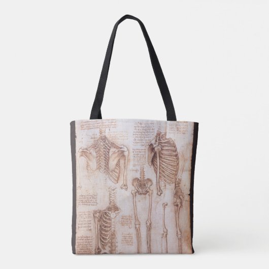 Leonardo da Vinci's menselijke anatomie skelet Bot Tote Bag (Achterkant)