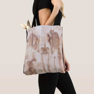 Leonardo da Vinci's menselijke anatomie skelet Bot Tote Bag