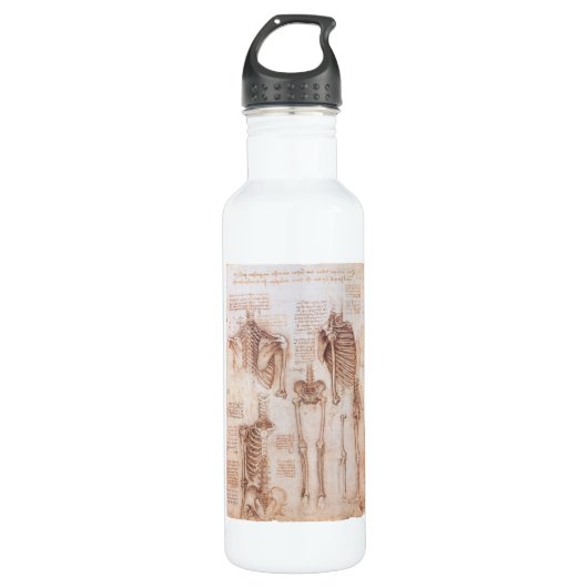 Leonardo da Vinci's menselijke anatomie skelet Bot Waterfles (Voorkant)