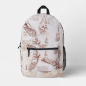 Leonardo da Vinci's menselijke anatomie voet Botte Bedrukte Rugzak (Voorkant)