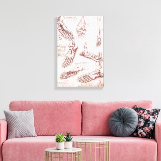 Leonardo da Vinci's menselijke anatomie voet Botte Canvas Afdruk (Insitu (Woonkamer))