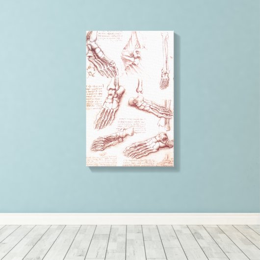 Leonardo da Vinci's menselijke anatomie voet Botte Canvas Afdruk (Insitu (Houten vloer))