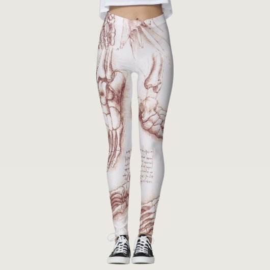 Leonardo da Vinci's menselijke anatomie voet Botte Leggings (Voorkant)