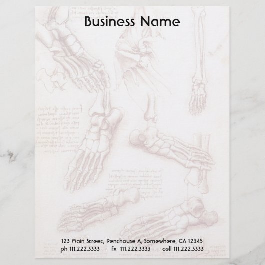 Leonardo da Vinci's menselijke anatomie voet Botte Persoonlijk Briefhoofd (Voorkant)