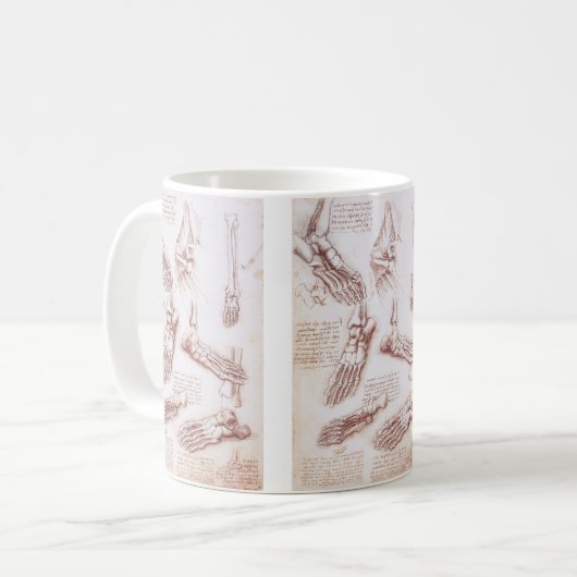 Leonardo da Vinci's Menselijke Anatomie Voetbeende Koffiemok (Voorkant links)