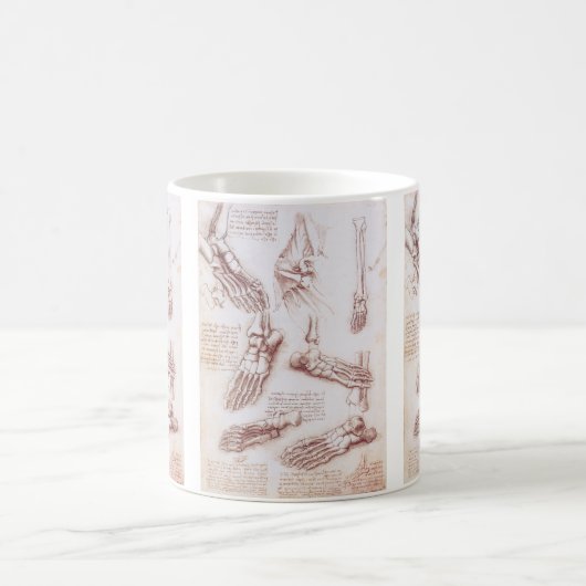Leonardo da Vinci's Menselijke Anatomie Voetbeende Koffiemok (Center)
